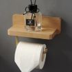 30cm Walnut Wall-Mounted Paper Towel Rack Bathroom Shelf - 3