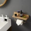 30cm Walnut Wall-Mounted Paper Towel Rack Bathroom Shelf - 4
