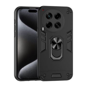 Tecno Camon 30 4G Shockproof Metal Ring Holder Phone Case - Black - 1
