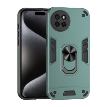 Itel S23 Shockproof Metal Ring Holder Phone Case - Green - 1
