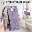 OPPO A57 4G Purple Leather Phone Case - Geometric Zipper Wallet - 6