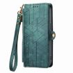 OPPO Find X5 Pro Green Leather Phone Case - Geometric Zipper Wallet - 2