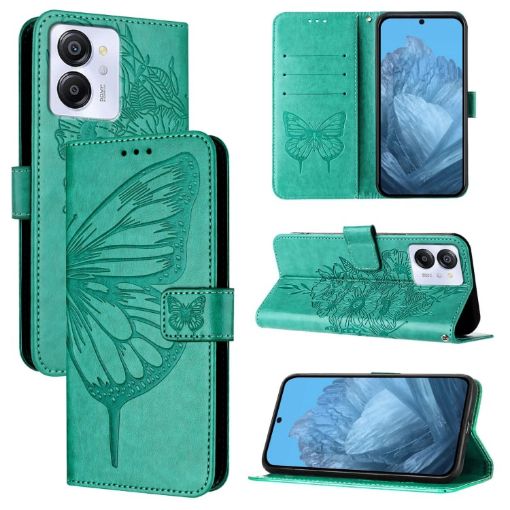 Blackview Color 8 Embossed Butterfly Leather Phone Case - Green - 1