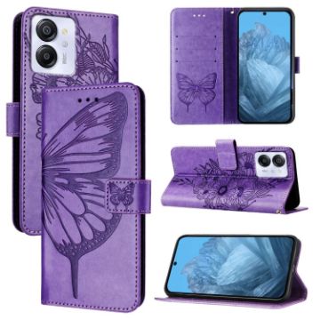 Blackview Color 8 Embossed Butterfly Leather Phone Case - Purple - 1