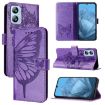 Blackview A52 Embossed Butterfly Leather Phone Case - Purple - 1