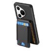 Huawei Pura 70 Ultra Carbon Fiber Vertical Flip Wallet Stand Phone Case - Black - 3