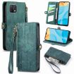 OPPO A15 Green Geometric Zipper Wallet Leather Phone Case - 1