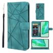 OnePlus 9 Pro Green Leather Phone Case - Geometric Lines Skin Feel - 1