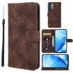 OnePlus Nord N200 5G Brown Leather Phone Case - Geometric Lines - 1