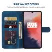 OnePlus 7T Blue Leather Phone Case - Geometric Lines Skin Feel - 3