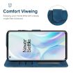 OnePlus 8 Blue Leather Phone Case - Geometric Lines Skin Feel - 4