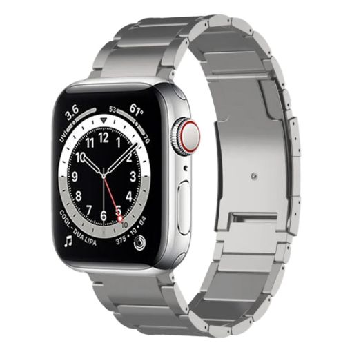 Apple Watch Series 6 44mm Titanium Metal Watch Band - Silver - 1