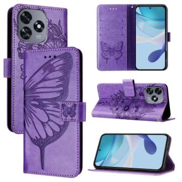 Oukitel C51 Purple Butterfly Leather Phone Case - 1