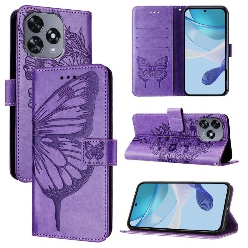 Oukitel C51 Purple Butterfly Leather Phone Case - 1
