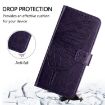 HTC U24 Pro Dark Purple Leather Phone Case - Embossed Butterfly - 4
