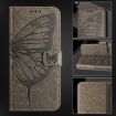 HTC U24 Pro Grey Leather Phone Case - Embossed Butterfly Design - 6