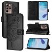 HTC U24 Pro Embossed Butterfly Leather Phone Case - Black - 1