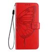 Oukitel C37 Red Leather Phone Case - Embossed Butterfly Design - 3