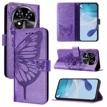 Oukitel C37 Purple Butterfly Leather Phone Case - 1