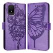TCL 502 Embossed Butterfly Leather Phone Case - Light Purple - 2