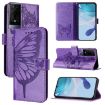TCL 50XE 5G Embossed Butterfly Leather Phone Case - Light Purple - 1