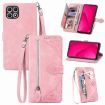 T-Mobile T Phone 2 5G Pink Leather Phone Case - Embossed Flower Design - 1