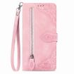 T-Mobile T Phone 2 5G Pink Leather Phone Case - Embossed Flower Design - 2