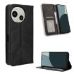 Black Leather Phone Case for Sharp Aquos R9 - Retro Texture, Magnetic Buckle - 1