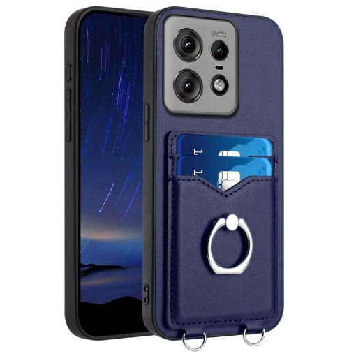Motorola Edge 50 Pro EU Edition R20 Ring Card Holder Phone Case Blue - 1
