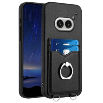 For Nothing Phone 2a R20 Ring Card Holder Phone Case - Black - 1