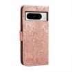 Google Pixel 8 Pro Lace Flower Embossing Flip Leather Phone Case - Rose Gold - 3