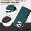 iPhone XR Rhombic Zipper Card Wallet Leather Phone Case - Green - 6