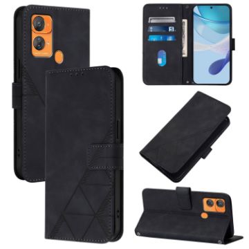 Oukitel C33 Crossbody 3D Embossed Flip Leather Phone Case - Black - 1