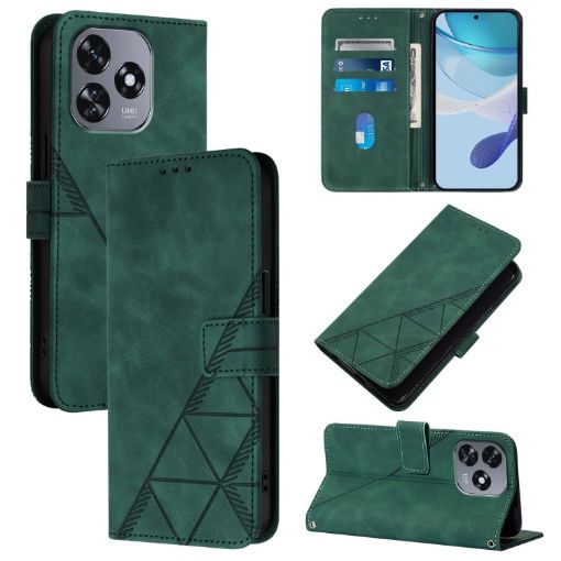 Oukitel C51 Crossbody 3D Embossed Flip Leather Phone Case - Green - 1
