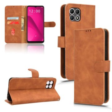 T-Mobile Revvl 7 5G Magnetic Flip Leather Phone Case - Brown - 1