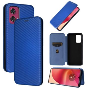 Motorola Edge 50 Fusion Carbon Fiber Texture Flip Leather Phone Case Blue - 1