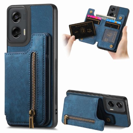 Motorola G Stylus 5G 2024 Blue Leather Wallet Case - 1