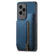For Honor X7a Retro Leather Zipper Wallet Back Phone Case Blue - 2