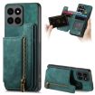 For Honor X6a Retro Leather Zipper Wallet Back Phone Case Green - 1