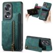 For Honor 70 Retro Leather Zipper Wallet Back Phone Case Green - 1