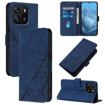 Blackview Wave 6C Crossbody 3D Embossed Flip Leather Phone Case Blue - 1