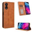 TCL 505 4G Brown Leather Phone Case - Retro Texture, Magnetic Buckle - 1