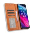 TCL 505 4G Brown Leather Phone Case - Retro Texture, Magnetic Buckle - 4
