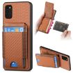 Samsung Galaxy A41 Carbon Fiber Vertical Flip Wallet Stand Phone Case - Brown - 1