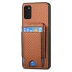 Samsung Galaxy A41 Carbon Fiber Vertical Flip Wallet Stand Phone Case - Brown - 2
