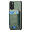 Samsung Galaxy A21s Carbon Fiber Vertical Flip Wallet Stand Phone Case Green - 2