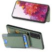 Samsung Galaxy A21s Carbon Fiber Vertical Flip Wallet Stand Phone Case Green - 5