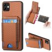 Samsung Galaxy A12 5G Carbon Fiber Wallet Stand Case - Brown - 1