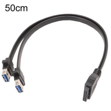 50cm Motherboard USB3.0 Panel Cable Front 19Pin To Dual-Port A Female Data - 1