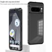Google Pixel 7a Snap Buckle Metal Frame Frosted Phone Case - Black - 3